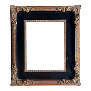 Vintage Carved Gilt & Black Picture Frame, Dark Antique Gold Finish, Fits 8x10