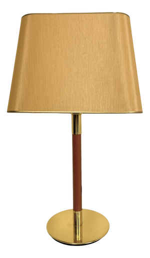 Metalarte Leather and Brass Table Lamp from Hansen, 1970s