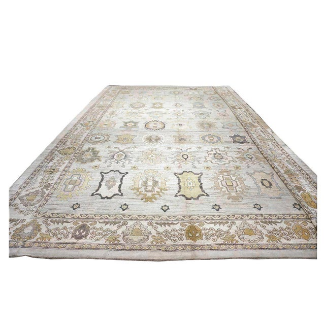 21st Century Turkish Oushak Wool 17x22 Slate Blue, Yellow & Gray Handmade Oversized Area Rug #1144123 For Sale - Image 4 of 12
