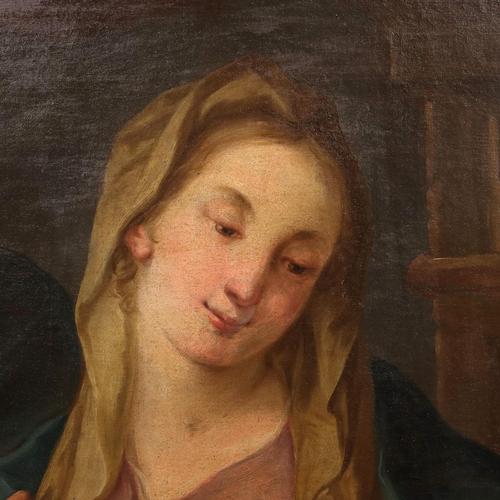 Venetian School Artist, Holy Family, Oil on Canvas For Sale - Image 4 of 11