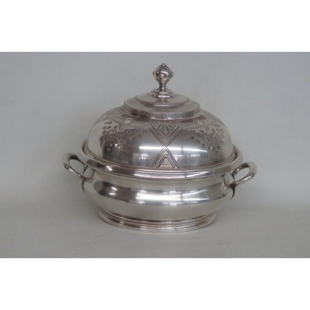 Late 18th Century Meriden Britannia Silver Plated Handled Butter Dish Soup Tureen With Lid For Sale - Image 17 of 18