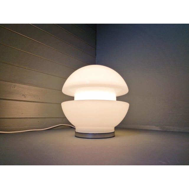 1970s Space Age White Opaline and Chrome Metal Table Lamp, 1970s For Sale - Image 5 of 16