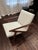 Mid-Century Modern Crate & Barrel Cavett Wood Accent Chair & Ottoman — Excellent Condition For Sale - Image 3 of 15