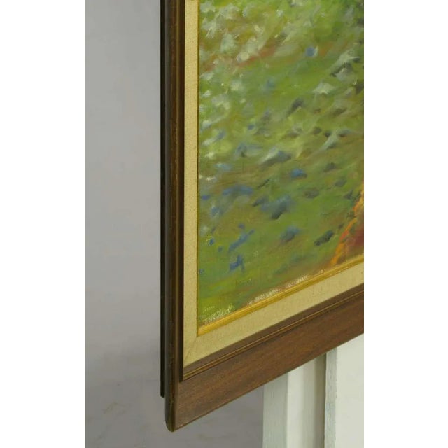 Signed Wpa Style Harborscape Oil on Canvas For Sale - Image 9 of 10