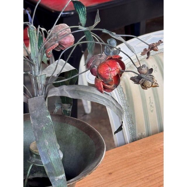 Pair of Tole Flower-Filled Urns For Sale - Image 6 of 6