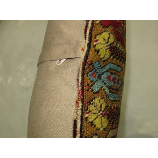 Late 20th Century Zabihi Collection Large Colorful Turkish Rug Border Pillow For Sale - Image 5 of 5