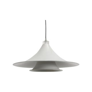 Mid-Century Flared White Pendant Lamp For Sale