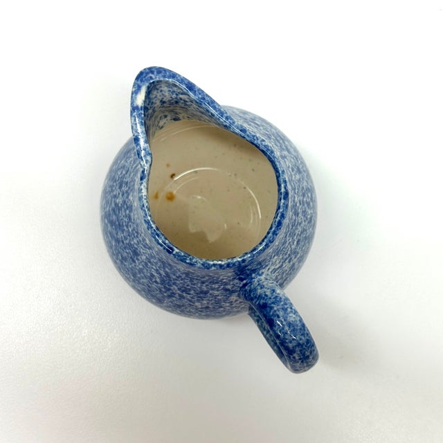 Vintage Mid-Century Modern Blue & White Splatterware Creamer and Sugar Bowl Set For Sale - Image 10 of 10