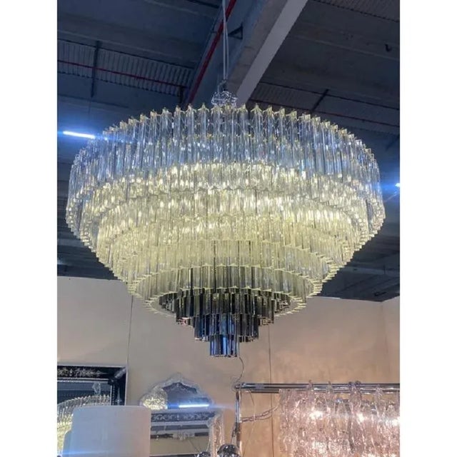Khaki Transparent and Black Triedro Murano Glass Chandelier by Simong For Sale - Image 8 of 10