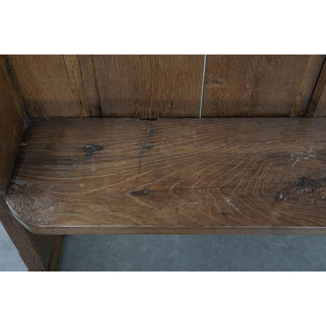 Antique Gothic Style Oak Church Pew with Carvings For Sale - Image 6 of 18