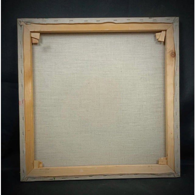 Textile Mid 20th Century Charming Oil Painting on Canvas – Village Church Scene For Sale - Image 7 of 7