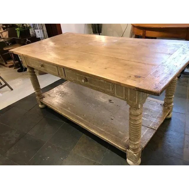 Painted French Island with 2 Drawers, Provence, Circa 1830 For Sale In Chicago - Image 6 of 14