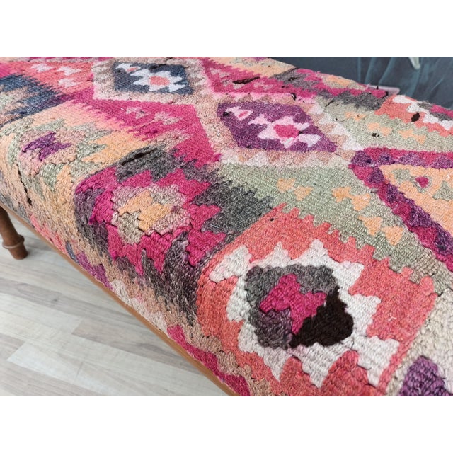 2020s Turkish Kilim Ottoman Bench For Sale - Image 5 of 9