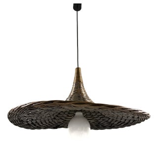 Vintage Rattan Wicker Hanging Lamp, 1960s For Sale