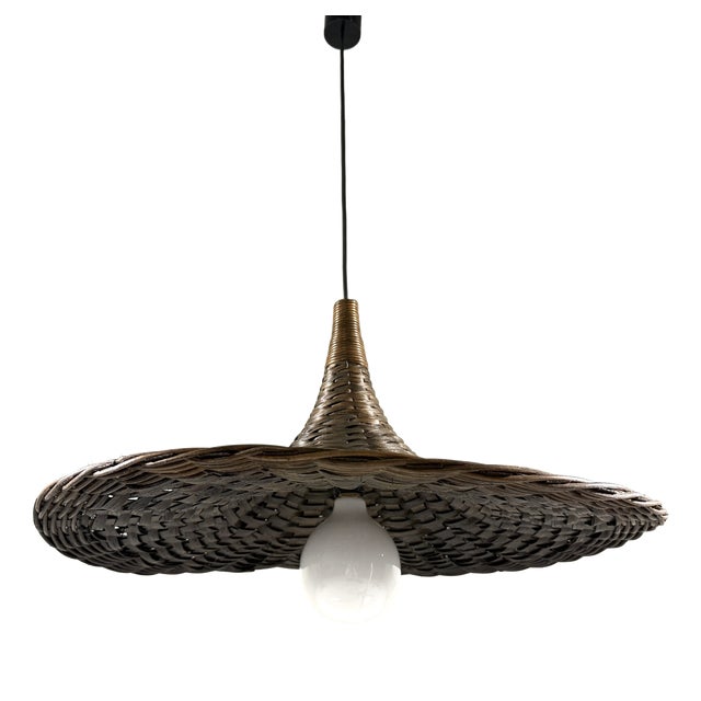 Vintage Rattan Wicker Hanging Lamp, 1960s For Sale