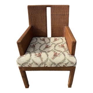 1980s Vintage Ficks Reed Woven Wicker Accent Chair For Sale