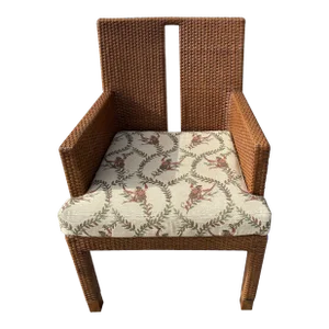 1980s Vintage Ficks Reed Woven Wicker Accent Chair