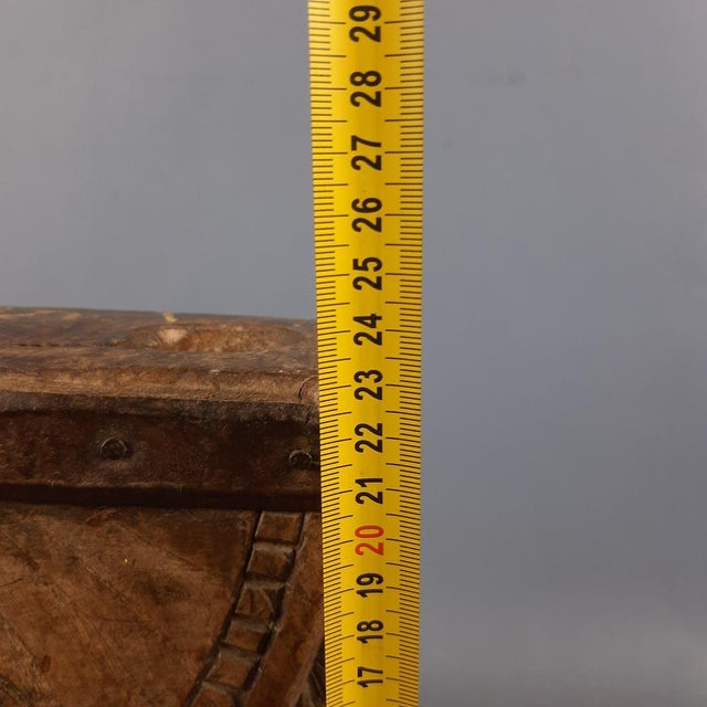 Antique Arab Handcrafted Engraved Seed Spreader in Wood & Metal, Early 1900s For Sale - Image 11 of 12