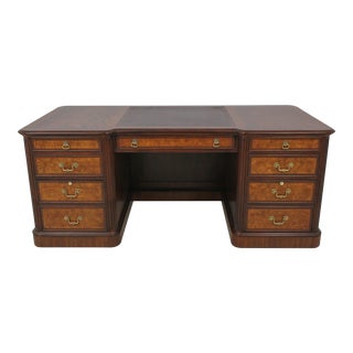 Henkel Harris Mahogany Leather Top Executive Desk For Sale