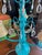 Shabby Chic 1970s Bright Blue Multi-Light and Crystal Table Lamp For Sale - Image 3 of 8