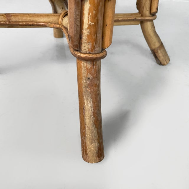 Mid-Century Modern Italian Round Table Stool in Rattan, 1960s For Sale - Image 10 of 14
