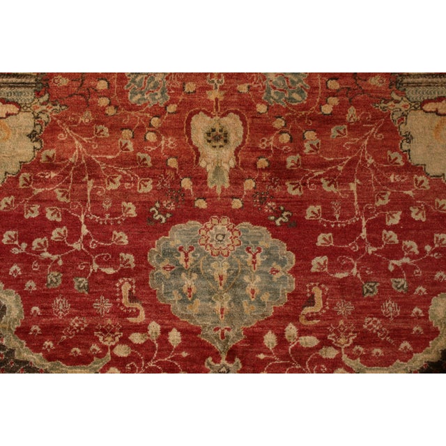 Hand Knotted Antique Hereke Rug in Red and Beige Brown Medallion Pattern For Sale - Image 4 of 4