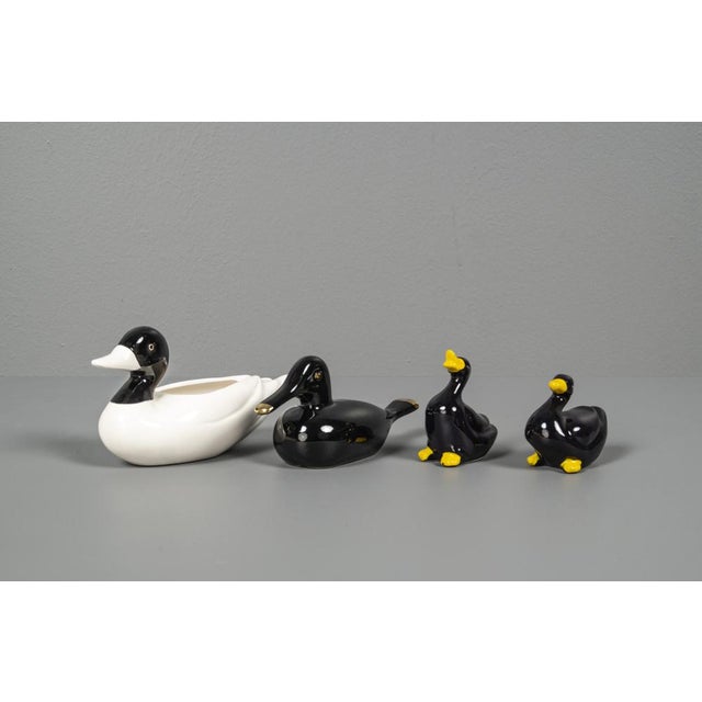 Black Porcelain Ducks in Black & White, 1970s, Set of 4 For Sale - Image 8 of 14