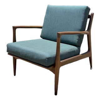 1960s Kofod Larsen for Selig Mid Century Danish Walnut Lounge Chair For Sale