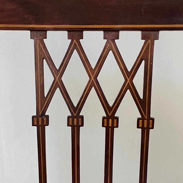 19th Century Antique English Edwardian Mahogany Desk Armchair in Velvet, 1890s For Sale - Image 5 of 17