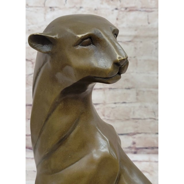 Modern Art Extra Large Mountain Lion Bronze Sculpture By Henry Moore Figurine For Sale In New York - Image 6 of 10