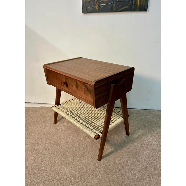2020s Mid Century Modern Walnut Bedside Nightstand For Sale - Image 5 of 7