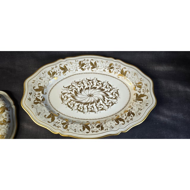 Covered Tureen with Stand in Porcelain with Gilded Vegetal Decoration from Le Tallec, Paris, France, 1960s For Sale - Image 12 of 16