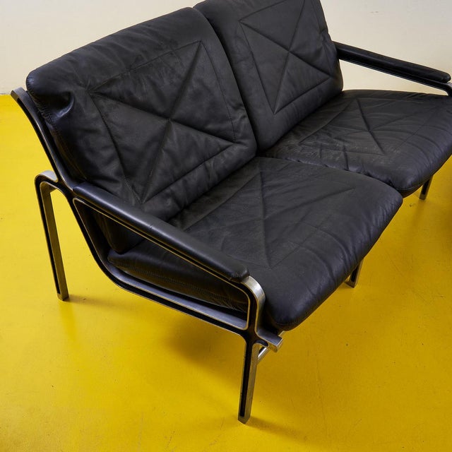 Aluminum and Leather Sofas by Andre Vanden Beuck, Set of 2 For Sale - Image 3 of 15