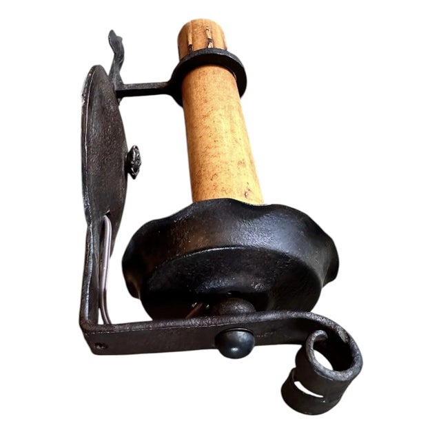 Set of 3 Forged Iron Single Candle Sconces in Original Paint Circa 1920 For Sale - Image 4 of 6