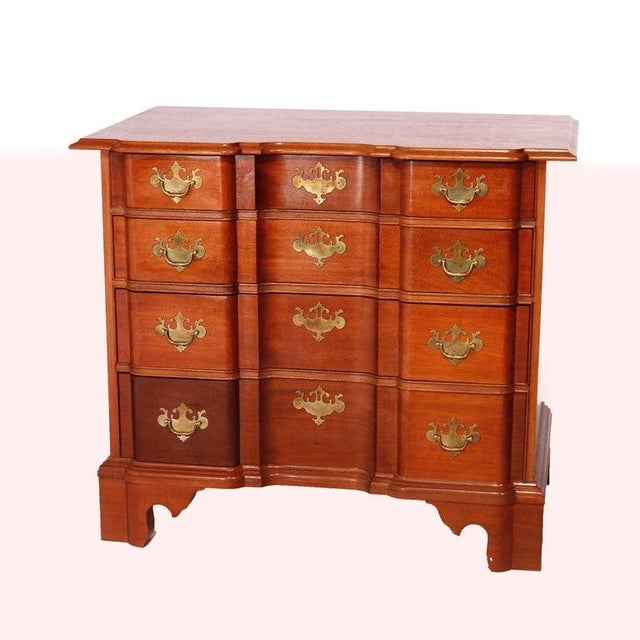 Wood English Chippendale Style Block Front Chest, Bartley Collection, 20th C For Sale - Image 7 of 18