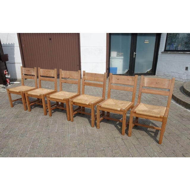 Danish Pine and Wicker Chairs by Tage Poulsen for GM Möbler, Denmark, 1974, Set of 6, in Very Good conditions. Designed...