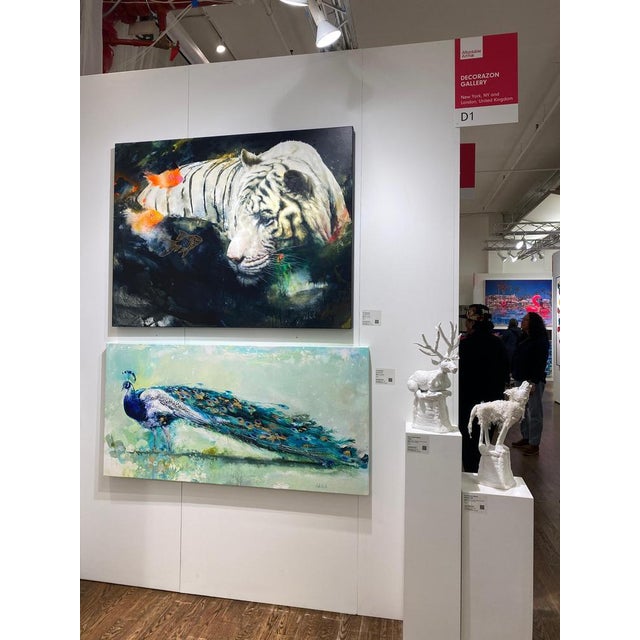 White Tiger with Koi Fish, 2024, Oil Painting For Sale - Image 7 of 10