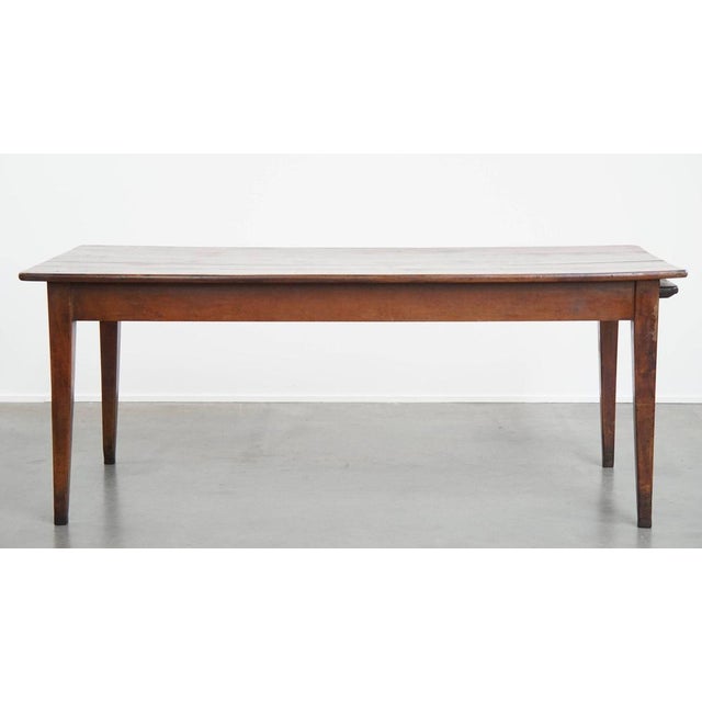 Antique French Cherry Dining Table with a Large Extendable Top and a Drawer For Sale - Image 6 of 17