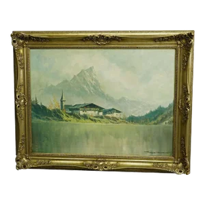 High Mountain Landscape With Alpine Lake Near Kufstein Ca. 1950s