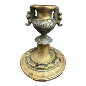 18th Century Spanish Colonial Brass & Silver Candlestick