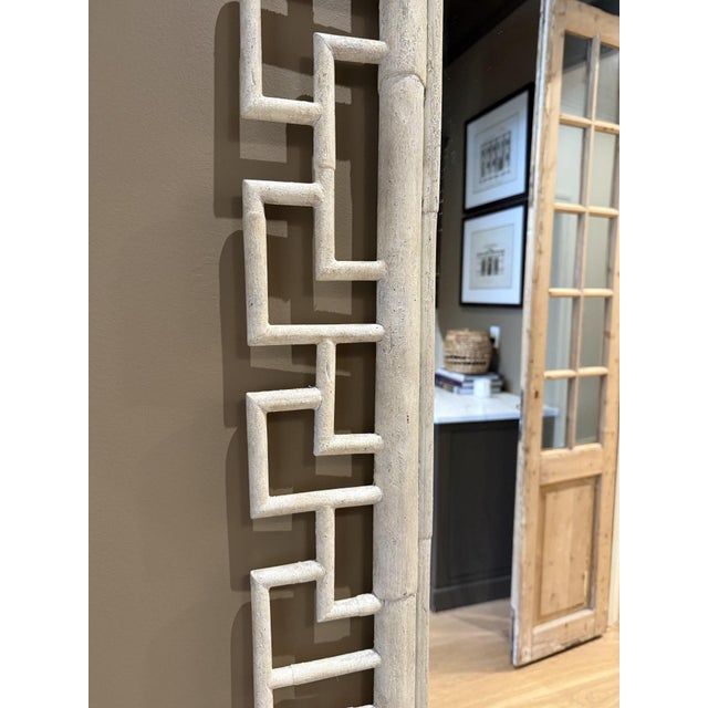 Hollywood Regency Large Rectangular Mirror With Geometric Greek Key Frame For Sale - Image 3 of 4