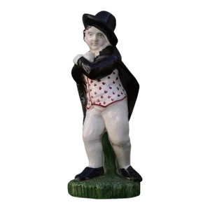 Antique Early 19th Century English Staffordshire Pearlware Figure Emblematic of Winter From the Four Seasons C. 1810