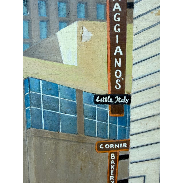 Brown Oil on Masonite Cityscape Painting From 80's/Signed For Sale - Image 8 of 12