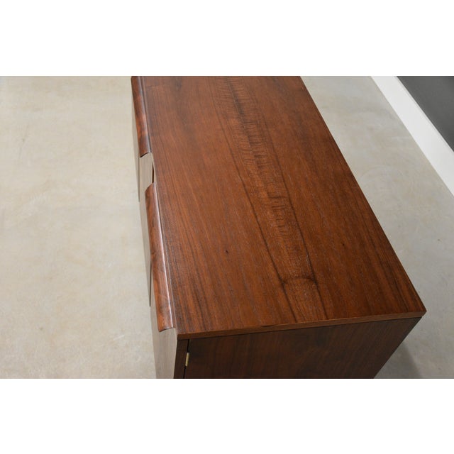 Brown 1960s Refinished Walnut and Rosewood 58” Credenza For Sale - Image 8 of 9