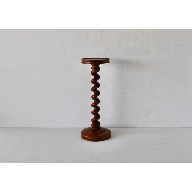 Vintage French Style Barley Twist Wood Side Table Pedestal Mid-Century For Sale - Image 10 of 18