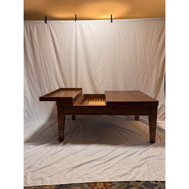 Vintage Backgammon Game Coffee Table With Inlaid Marquetry Top For Sale In Atlanta - Image 6 of 10