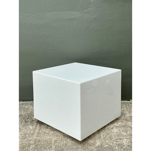 Plastic Vintage Postmodern Lucite Box Side Table For Sale - Image 7 of 12