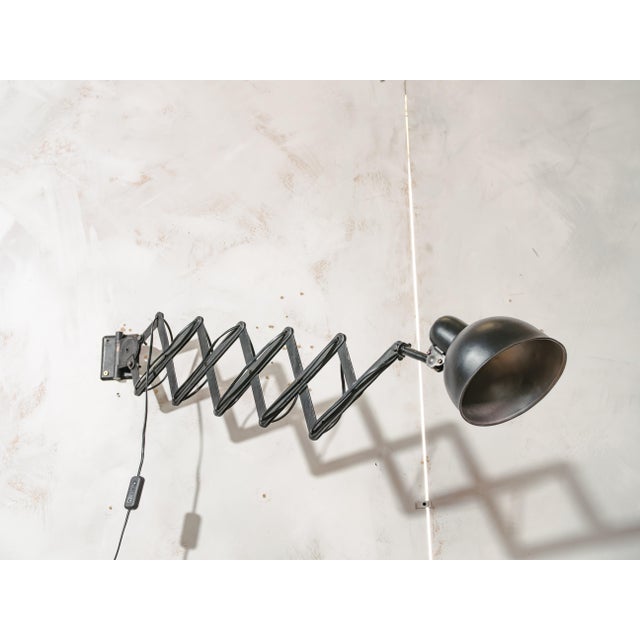 Industrial Black Scissor Wall Lamp with Extendable Harmonica from Adem, Netherlands, 1940s For Sale - Image 13 of 13