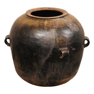 Large Mid 20th Century Guatemalan Tamalero Pot with Handles For Sale