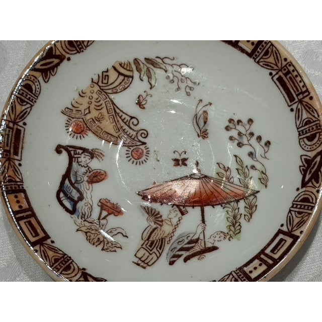 Rare Antique c.1885 English Chinoiserie "Mikado" Miniature Cup & Saucer Set For Sale - Image 11 of 15